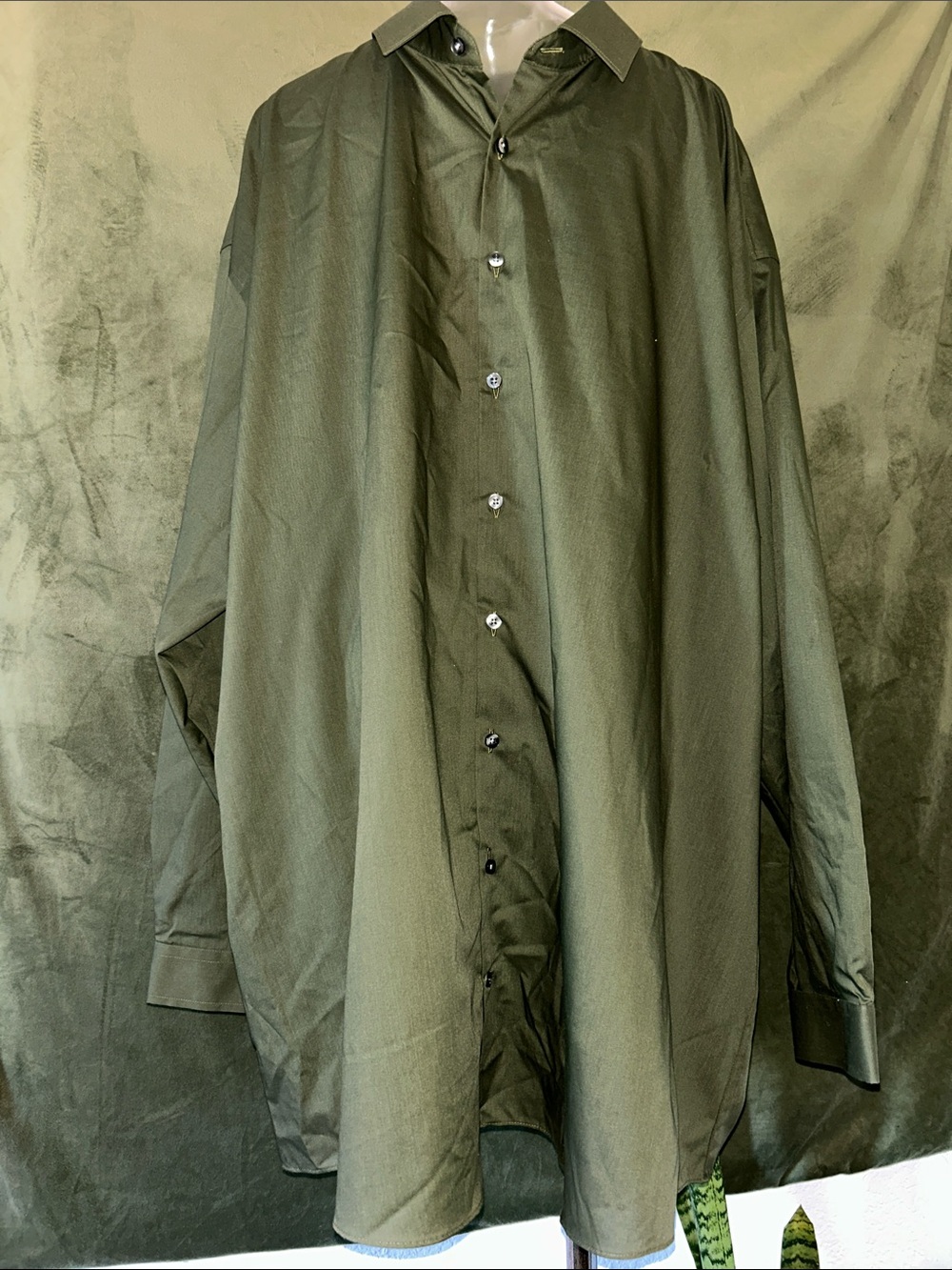 jf j.ferrar Olive Green Long Sleeve Button-Up Shirt Big & Tall